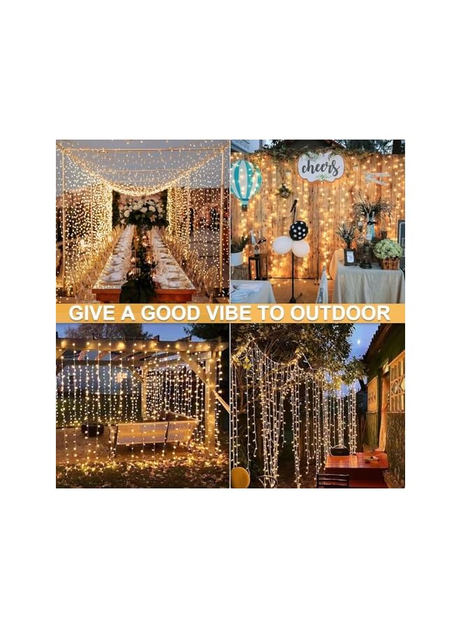 The Bros Curtain String Lights,Ramadan Remote Control Decorative Hanging String Lights,8 Modes Plug in Fairy String Light,Window Wall Hanging String Lights for Outdoor Indoor Backdrop Decor (Warm White)  - Image 5