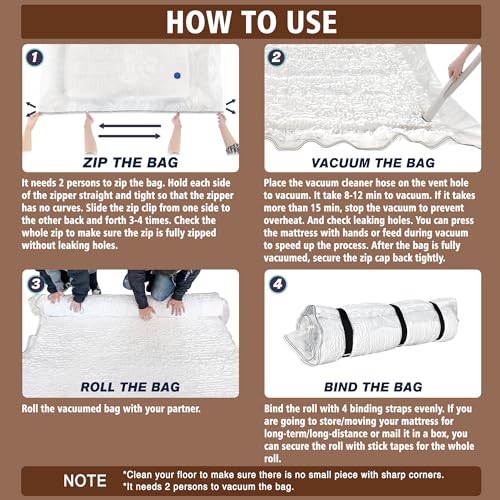 VacPack Twin Mattress Vacuum Bag for Moving Storage Shipping, for Memory Foam Latex Mattress Thick and Tear Resistant with Straps (Twin) - Image 4