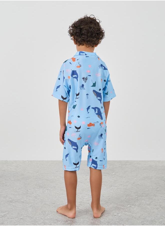 Styli Styli Boys All-Over Print Zip Front Swimsuit  - Image 4