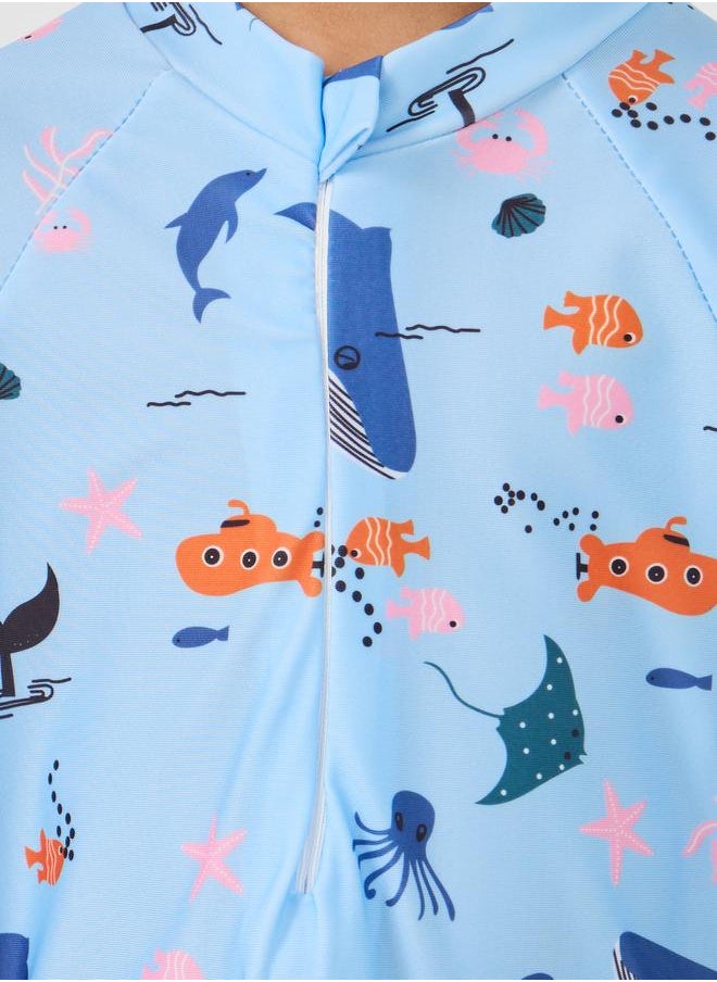 Styli Styli Boys All-Over Print Zip Front Swimsuit  - Image 3