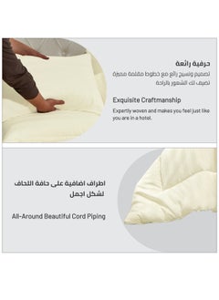 دوناتيلا طقم لحاف سرير مقاس كينج 6 قطع (200 * 200 سم) مخطط دمشقي طوال الموسم طقم سرير مزدوج من الألياف الدقيقة المصقول مع حشوة بديلة من الأسفل ، أبيض فاتح  - Image 5