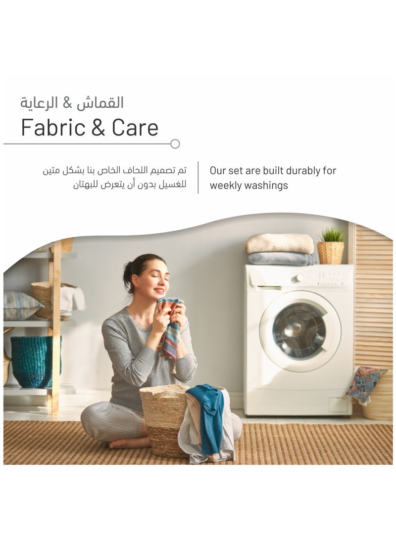 دوناتيلا - طقم لحاف سرير مقاس كينج 6 قطع (200 * 200 سم) مخطط دمشقي طوال الموسم طقم سرير مزدوج من الألياف الدقيقة المصقول مع حشوة بديلة من الأسفل ، أبيض فاتح - Image 1