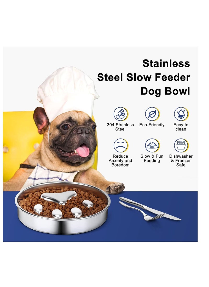 Generic Slow Feeder Dog Bowls 304 Stainless Steel, Metal Dog Food Bowls,  Dog Water Bowl for Small & Medium Sized Dogs, Fun Bloat Stop Pet Bowl for Fast Eaters, Slows Down Pets Eating  - Image 4