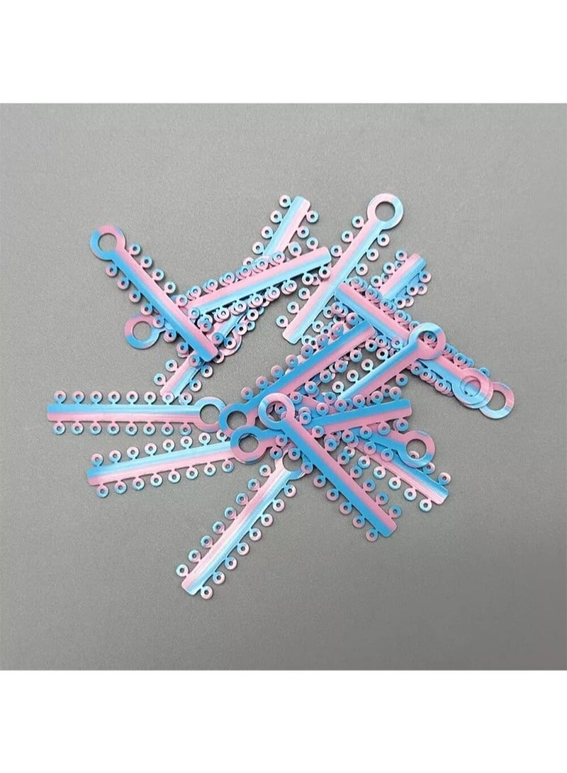 هالونهي 20 عصا (320 قطعة) ربطات تقويم الأسنان ثنائية اللون، ربطات تقويم الأسنان متعددة الألوان، أربطة مطاطية مرنة على شكل حلقة دائرية، أكثر متعة للأطفال والمرضى (أزرق ووردي) - Image 4