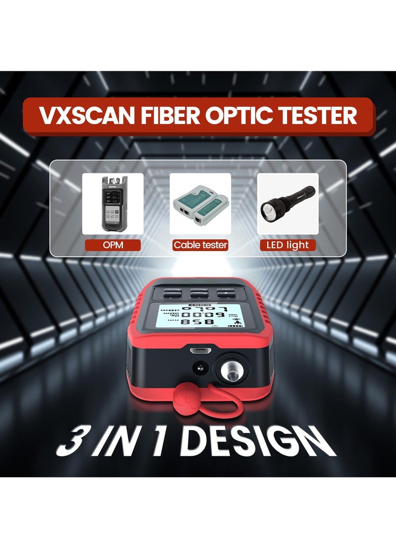 Generic Fiber Optic Tester with Optical Power Meter, Universal FC/SC/ST Interface, RJ45 Network Test, LED Lighting, Mini Portable Fiber Optic Cable Tester, USB Chargeable  - Image 2