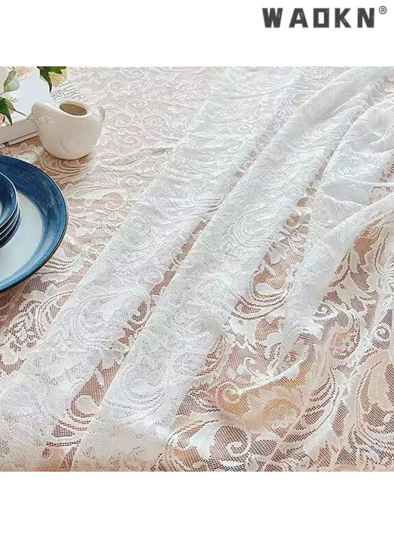 دبليو أيه أو كي أن أنيقة ورومانسية مفرش المائدة الدانتيل ، تنطبق على طاولة الطعام وطاولة القهوة ، الراقية ديكور المنزل ، الدانتيل الأبيض مفرش المائدة ، والمظهر الدقيق ، هو هدية مثالية ، ودائمة وأنيقة ، ومناسبة لأي مناسبة  - Image 5