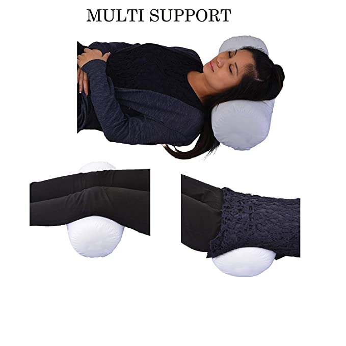 Kwality Dreams Kwality Dreams Microfibre Round Bolster Light, Soft & Fluffy for Neck & Back Support,Bed/Sofa/Diwan Pillow, Pack of 2 [31X30 inches-White Satin]  - Image 4