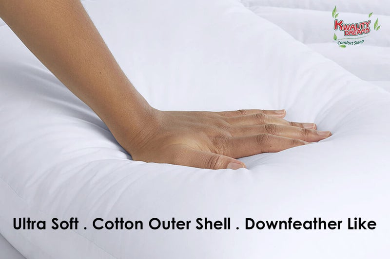 Kwality Dreams Kwality Dreams Microfibre Round Bolster Light, Soft & Fluffy for Neck & Back Support,Bed/Sofa/Diwan Pillow, Pack of 2 [31X30 inches-White Satin]  - Image 3