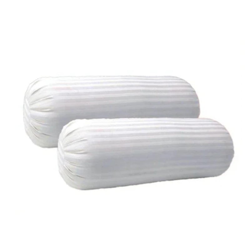 Kwality Dreams Kwality Dreams Microfibre Round Bolster Light, Soft & Fluffy for Neck & Back Support,Bed/Sofa/Diwan Pillow, Pack of 2 [31X30 inches-White Satin]  - Image 1