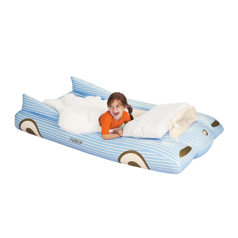 FUNBOY Kids Blue Inflatable Travel Bed & Mattress. Perfect for Sleepovers. Includes Carrying Case Storage Bag, Twin - Image 3
