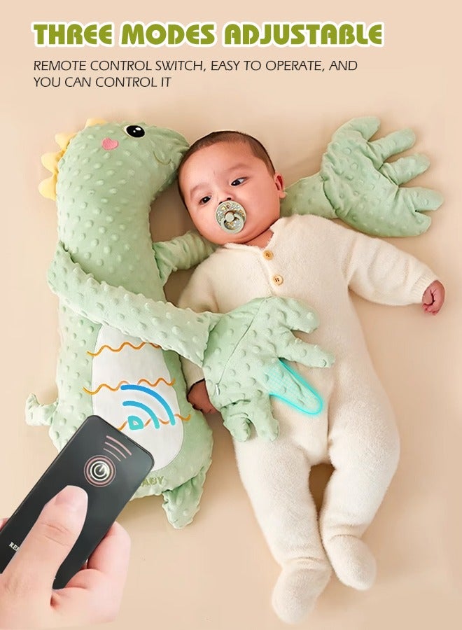 Soft Touch Baby Soothing Palm Baby Patting Sleeping Toy Toddler Sleep Soother Dinosaur Baby Patter Toddler Patter for Sleep, Three-Speed Adjustment, Remote Control, Free Hands (Green) - Image 4