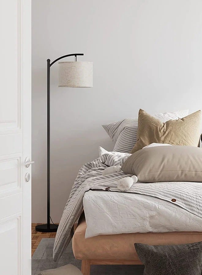 Glanfen Modern Retro Warm LED Floor Lamp 3 Colors Adjustable Standing Lamp With Hanging Linen Light For Living Room Bedroom Office Soft Light Black 158 cm - Image 5
