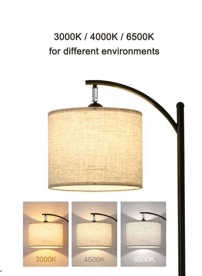 Glanfen Modern Retro Warm LED Floor Lamp 3 Colors Adjustable Standing Lamp With Hanging Linen Light For Living Room Bedroom Office Soft Light Black 158 cm - Image 2