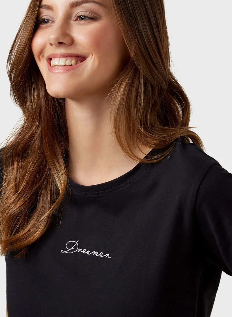 Boux Avenue Slogan T-Shirt & Printed Pyjama Set
