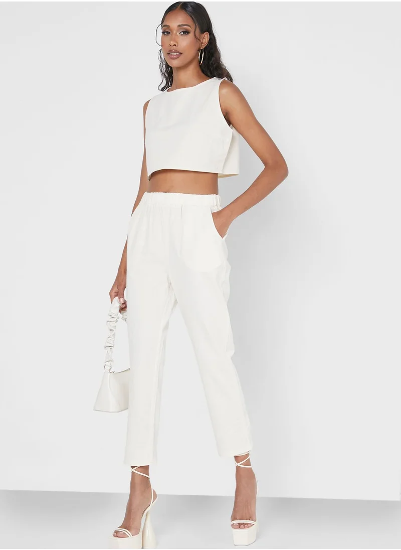 Ginger Solid Crop Top Set