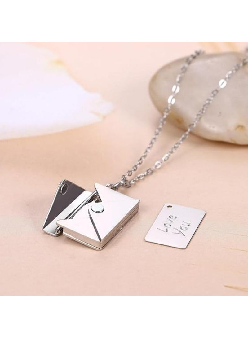 أوزيغالور قلادة رسالة حب من الفولاذ المقاوم للصدأ، ظرف قابل للفتح للنساء، هدية عيد الحب - Image 4