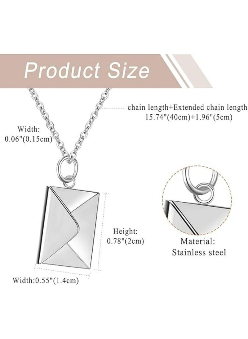 أوزيغالور قلادة رسالة حب من الفولاذ المقاوم للصدأ، ظرف قابل للفتح للنساء، هدية عيد الحب - Image 3