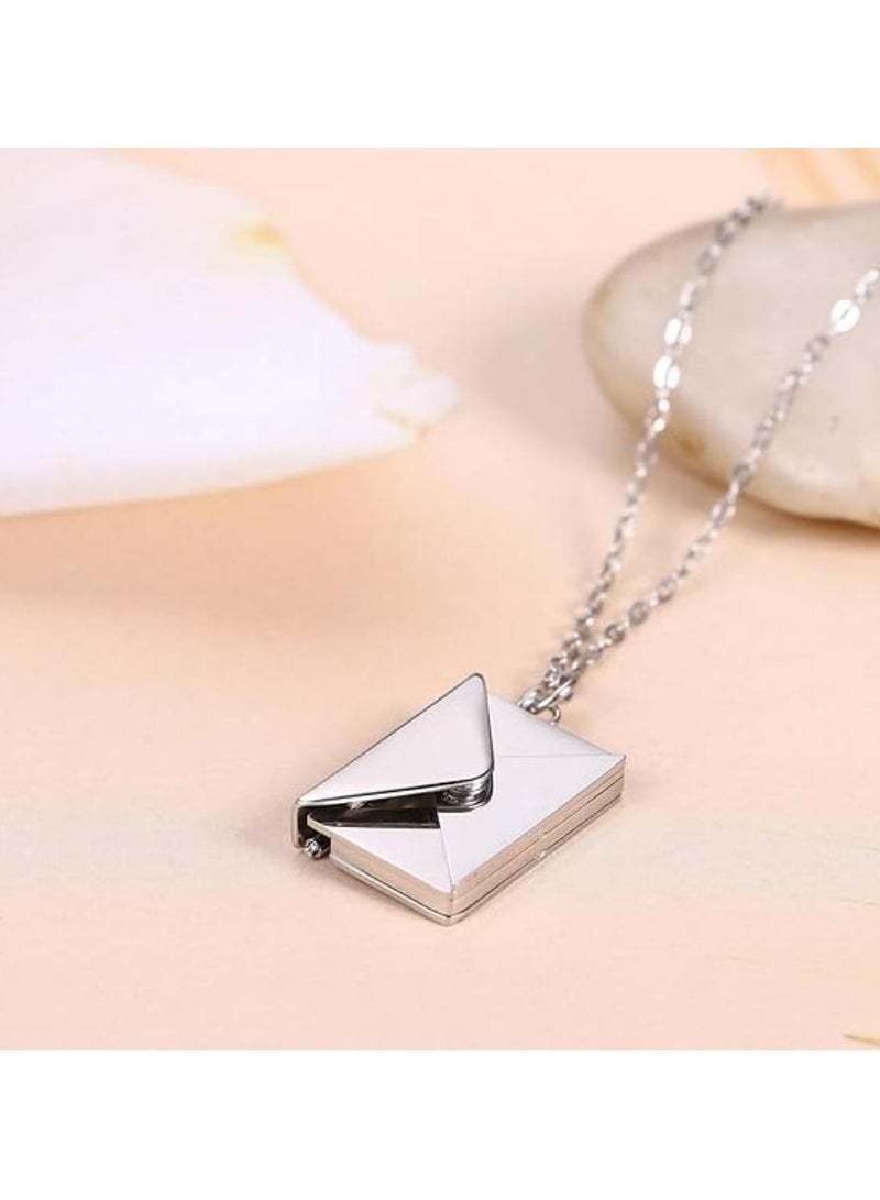 أوزيغالور قلادة رسالة حب من الفولاذ المقاوم للصدأ، ظرف قابل للفتح للنساء، هدية عيد الحب - Image 5