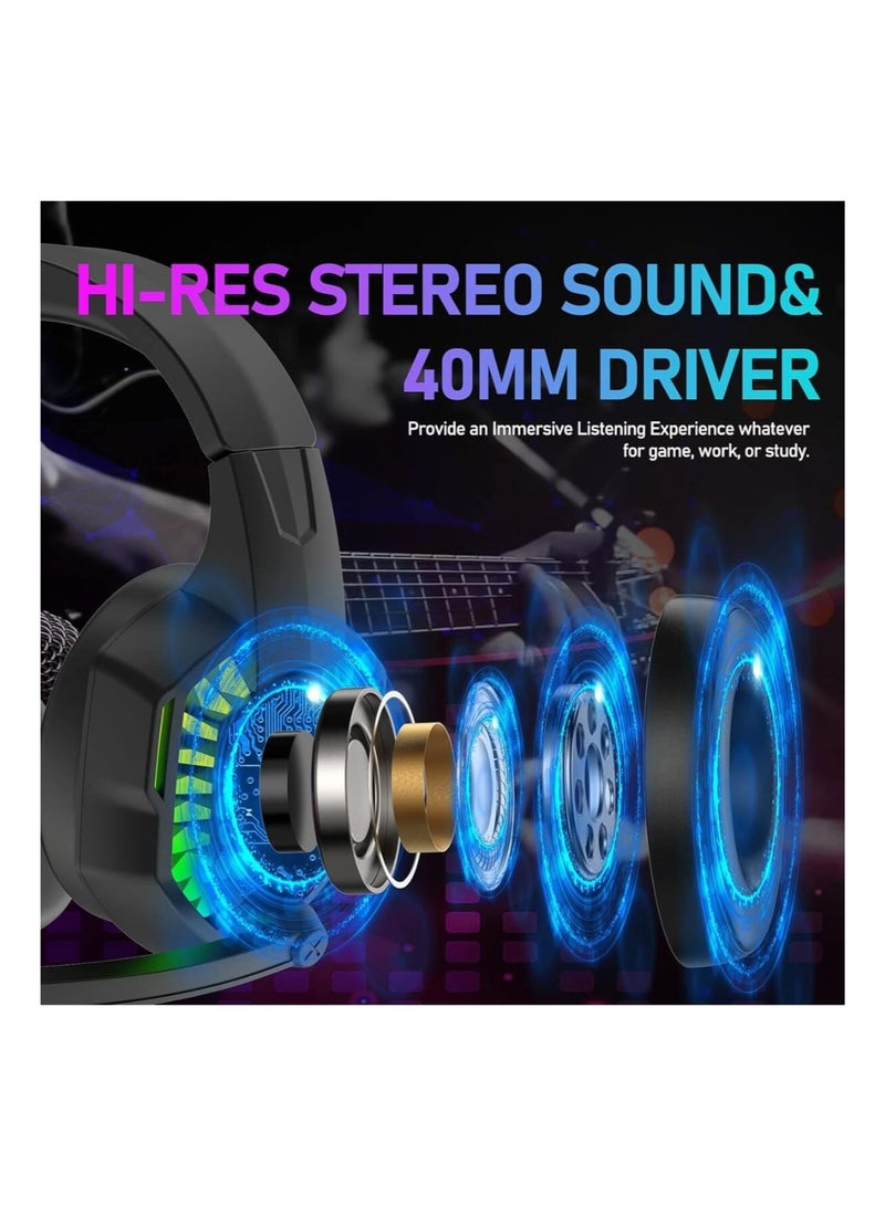 Power Zone PZ-2000 Wired Over-Ear Gaming Headphones – RGB Lights, Hi-Res Sound, USB + 3.5mm - Image 2