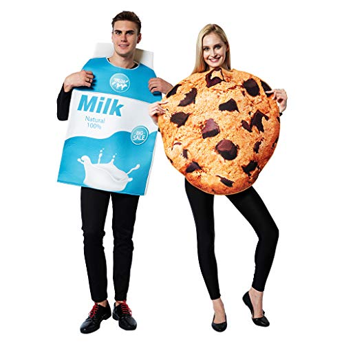 ReneeCho Couple Costume Halloween Food Cookies and Milk Carton Box Adult Men Women - Image 1