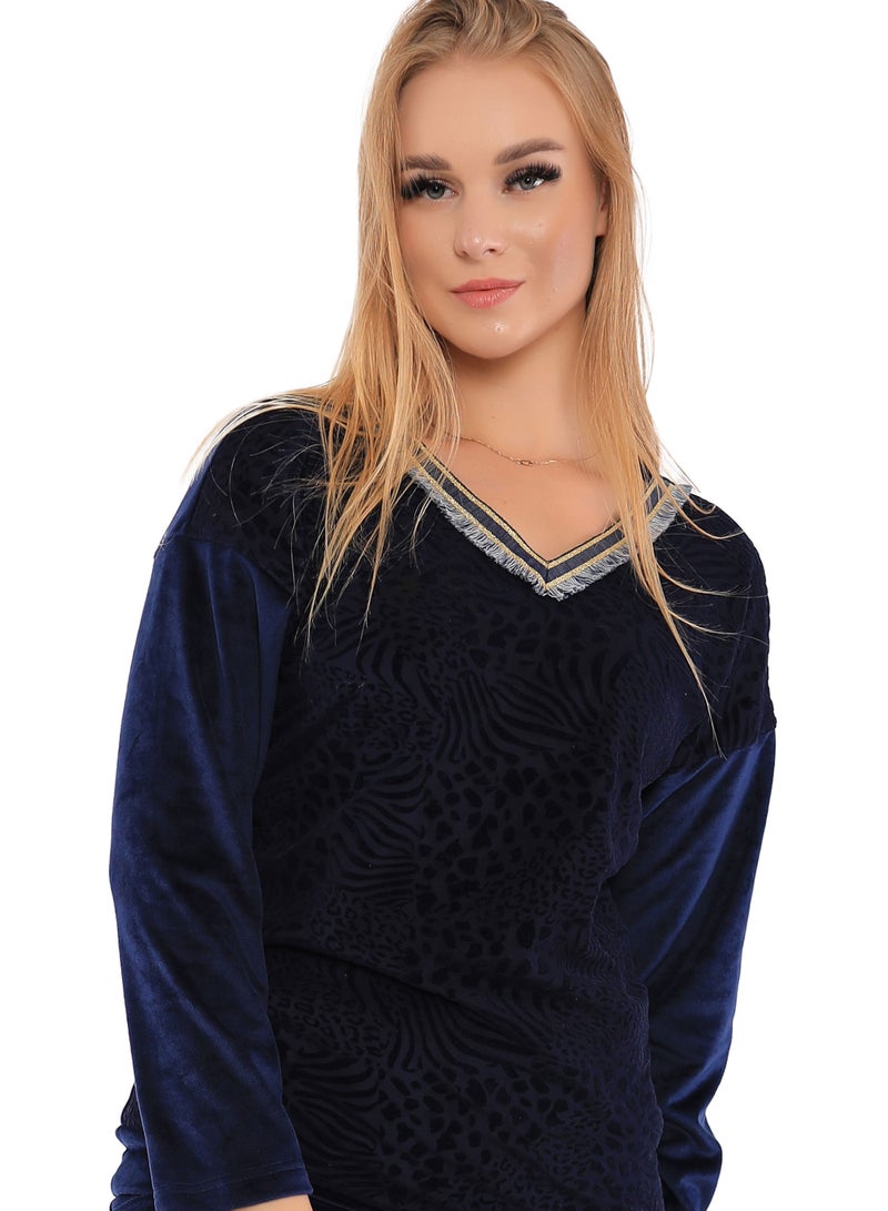 Dadoush Women's winter velor pajamas for a look full of elegance and beauty  - Image 3