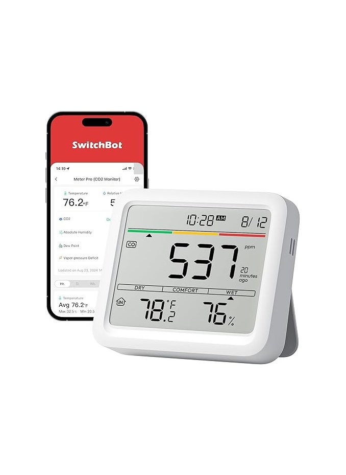 SwitchBot SwitchBot Meter Pro CO2 Indoor Air Quality Monitor 5-in-1, CO2 Alarm, Large Display, Bluetooth Air Quality Tester for Home, Office, 2-Year Data Storage  - Image 1