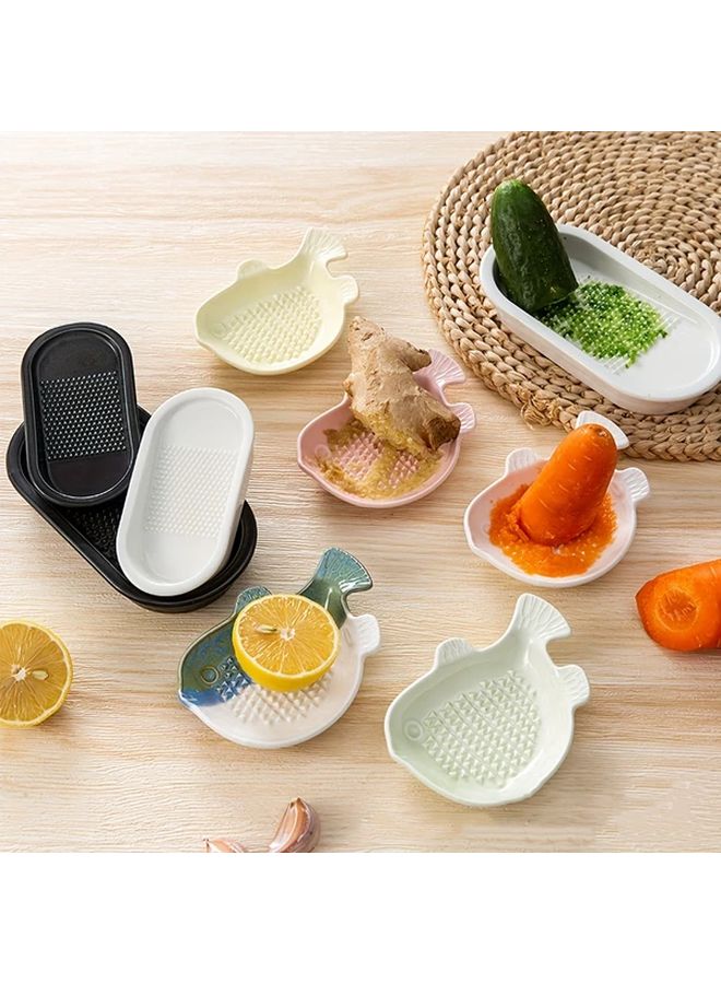 Fish White Ceramic Grater Manual Kitchen Tool For Ginger Garlic Cheese - Image 1