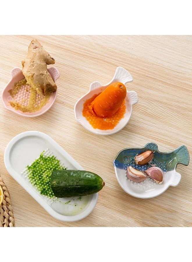 Fish White Ceramic Grater Manual Kitchen Tool For Ginger Garlic Cheese - Image 5