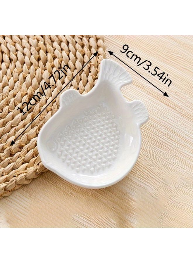 Fish White Ceramic Grater Manual Kitchen Tool For Ginger Garlic Cheese - Image 3