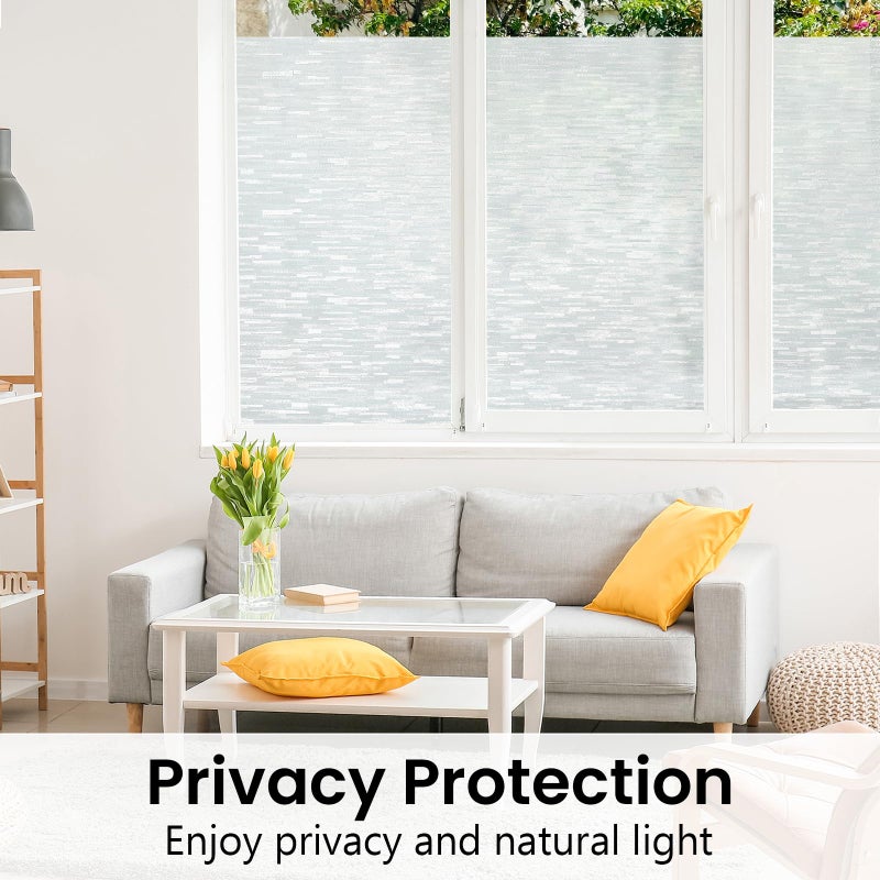 Haton Window Privacy Film, Frosted Glass Static Cling Sun Heat Blocking Window Clings, Frosting Opaque Coverings Stickers Tint for Home Office Door, Non Adhesive, White 17.5" x 78.7" - Image 2