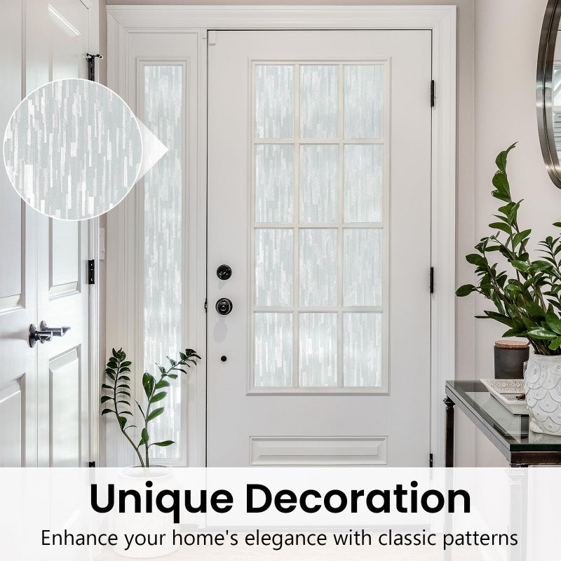 Haton Window Privacy Film, Frosted Glass Static Cling Sun Heat Blocking Window Clings, Frosting Opaque Coverings Stickers Tint for Home Office Door, Non Adhesive, White 17.5" x 78.7" - Image 5