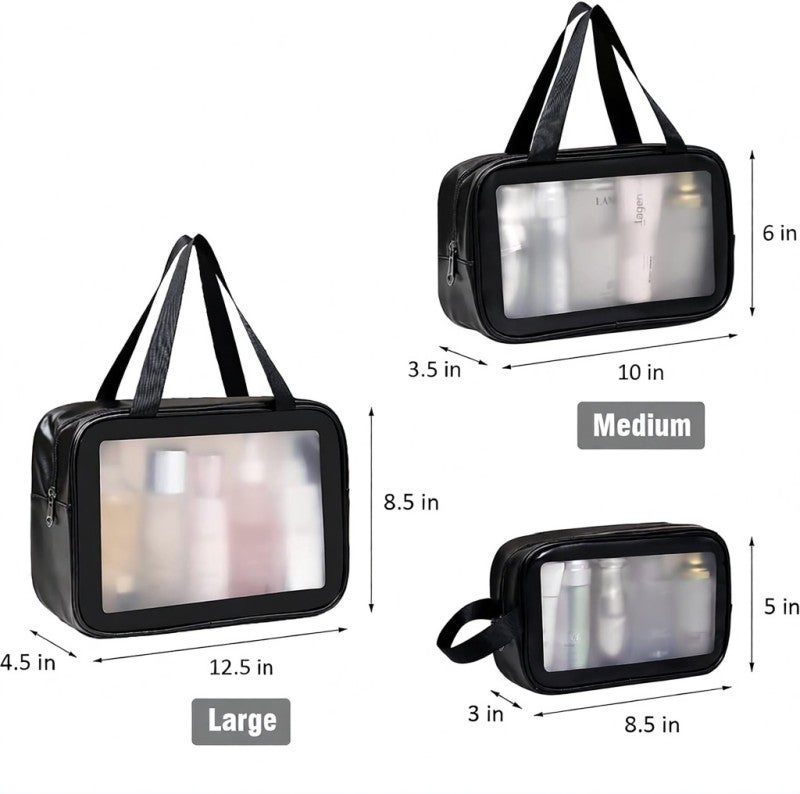 Travel Makeup Bag Set Toiletry Bag Cosmetic Storage Bag Women and Girls Toiletry Storage Set - White, Large, Medium and Small Set - Image 4
