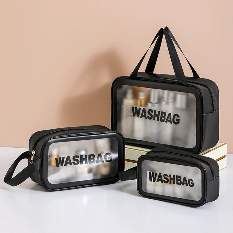Travel Makeup Bag Set Toiletry Bag Cosmetic Storage Bag Women and Girls Toiletry Storage Set - White, Large, Medium and Small Set - Image 2