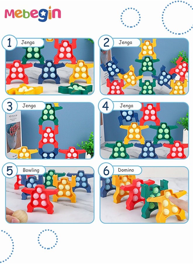 16PCS Fidget Toy Set, Push Pop Fidget Toy, Bubble Poppet Fidget Toy, Pop It Sensory Toy, Multifunctional Stacking Toy, Stress Relieveing Toy, Easy to Clean and Re-useable, Full of Fun Anytime Anywhere, Ideal Gift for Kids Aged 3+
