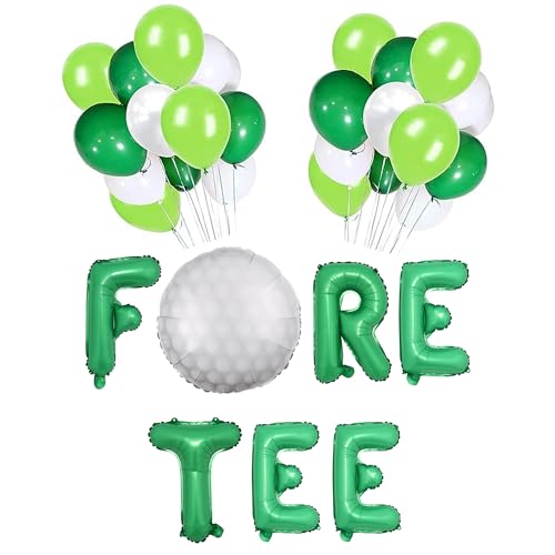 100% LIKED 100 LIKED Fore Tee Balloon Banner 40th Birthday Golf Theme Party Decor - Image 1