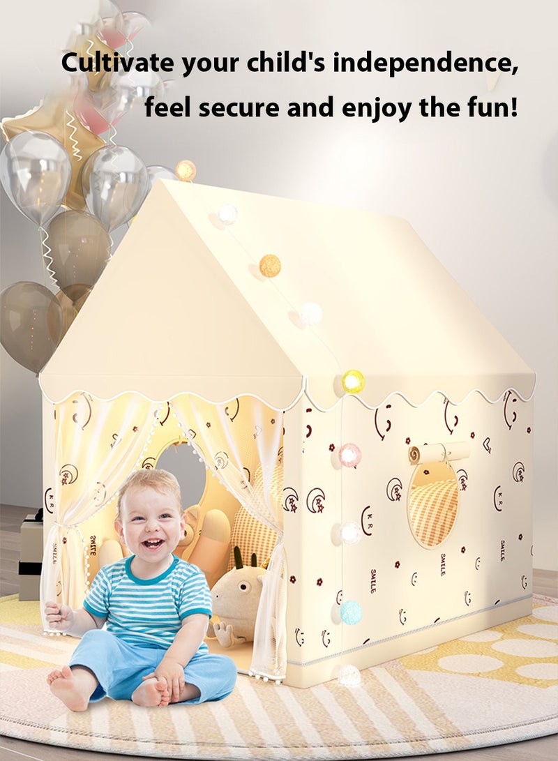 Children's Play  Tent Indoor Girls Boys Castle Small House Toy House Princess Dream Bed Game Secret Base With Crawling Mat + Ball Light + Clouds + erflies  - Image 4