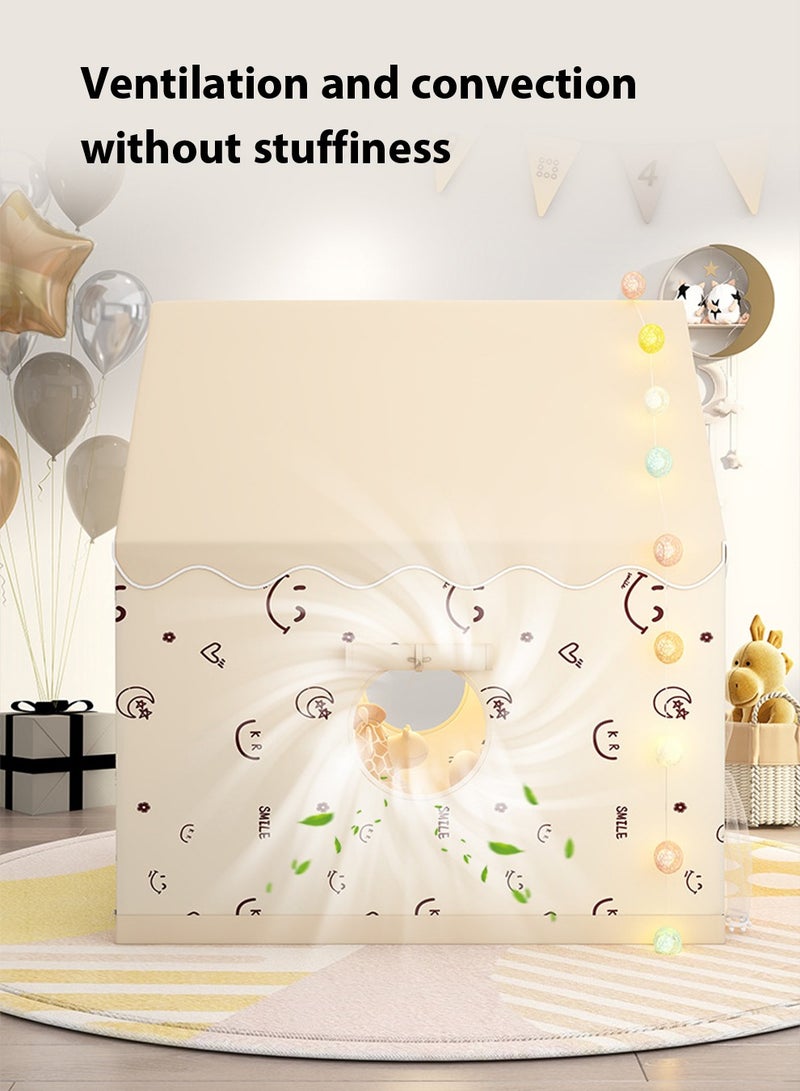 Children's Play  Tent Indoor Girls Boys Castle Small House Toy House Princess Dream Bed Game Secret Base With Crawling Mat + Ball Light + Clouds + erflies  - Image 5