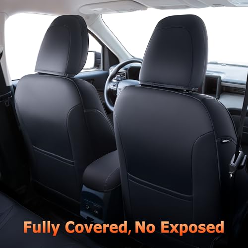 Carlimeki Leather Seat Covers Custom Fit for Maverick 2022-2026, Compatible with XL, XLT, Lobo, Lariat, Tremor Model - Armrest Covers Included - Faux Leather, Fully Covered, Fit Like a Glove - Image 2