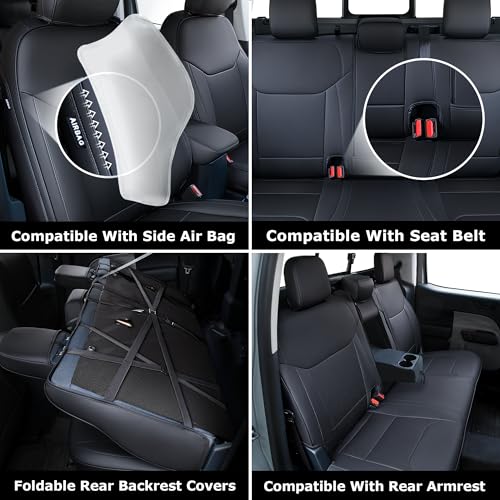 Carlimeki Leather Seat Covers Custom Fit for Maverick 2022-2026, Compatible with XL, XLT, Lobo, Lariat, Tremor Model - Armrest Covers Included - Faux Leather, Fully Covered, Fit Like a Glove - Image 5