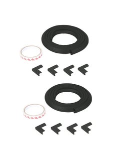 Safe-O-Kid (Set Of 10) Baby Proofing Combo Of L Shaped 2 Mtr Medium 2 Edge Guard With 8 Corner Protectors For Sharp Edges For Babiesblack  - Image 1
