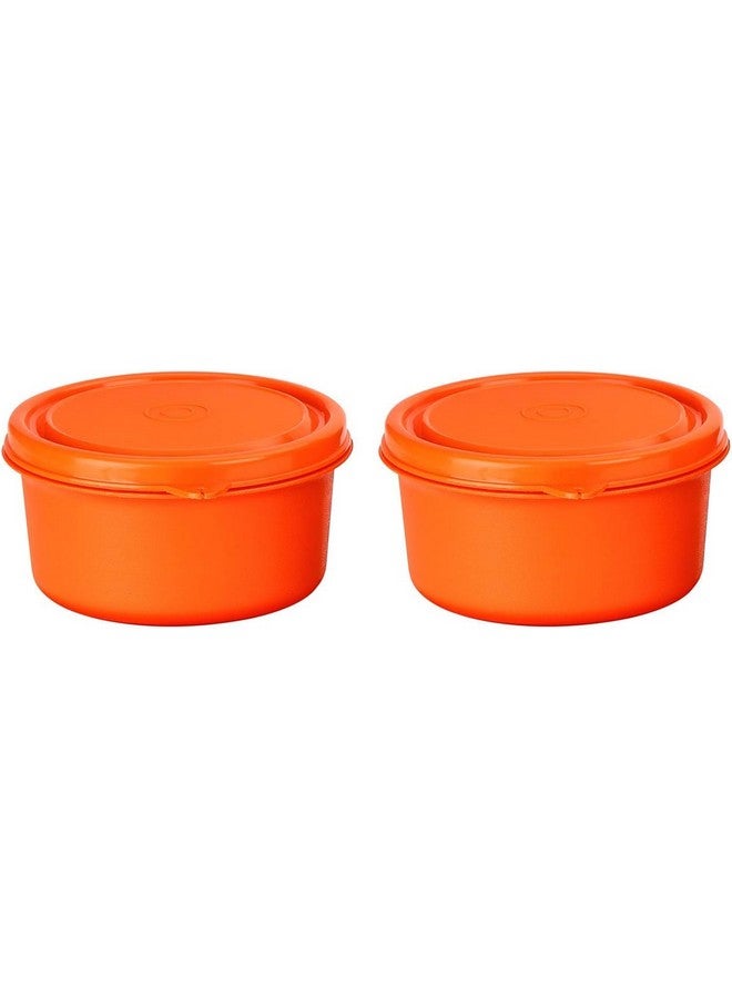 Oliveware Benny Containers with BPA Free Airtight Lid, Inside Steel Container, Microwave Safe & Leak Proof, Home & Office Use, Set of 2 (450ml) - Orange
