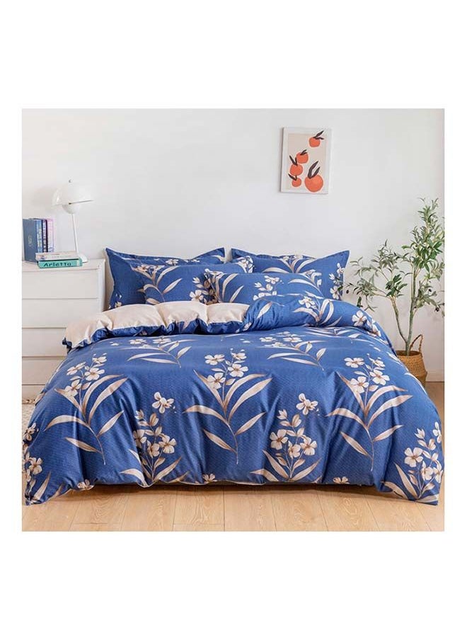 RISHAHOME 6-Piece Double Size Duvet Cover Set Microfiber Wedgewood 1 Duvet Cover 200x230 cm, 1 Flat Sheet 220x280 cm, 4 Pillow Cover 48x74 cm Multicolour  - Image 1