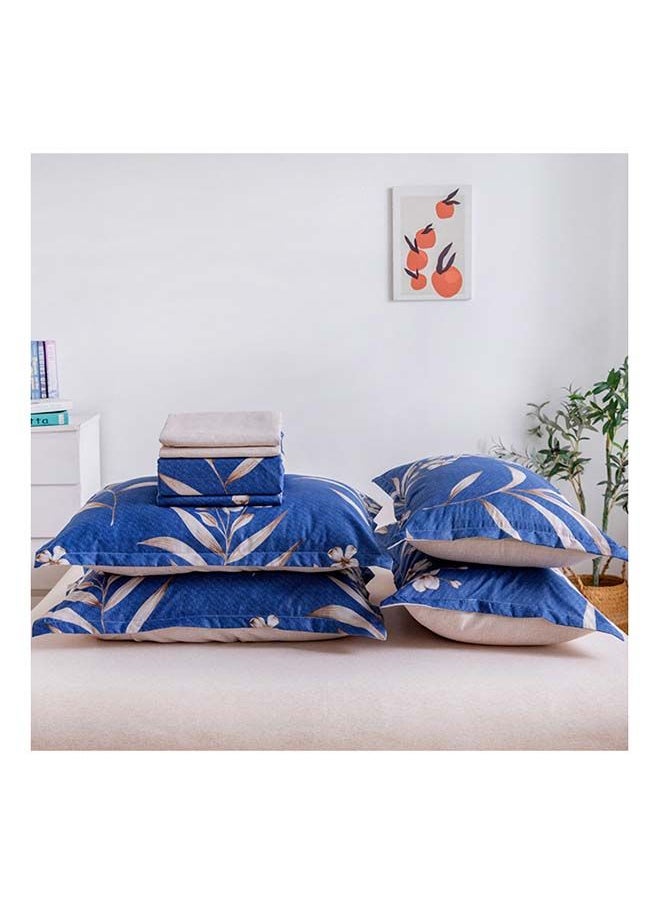 RISHAHOME 6-Piece Double Size Duvet Cover Set Microfiber Wedgewood 1 Duvet Cover 200x230 cm, 1 Flat Sheet 220x280 cm, 4 Pillow Cover 48x74 cm Multicolour  - Image 2