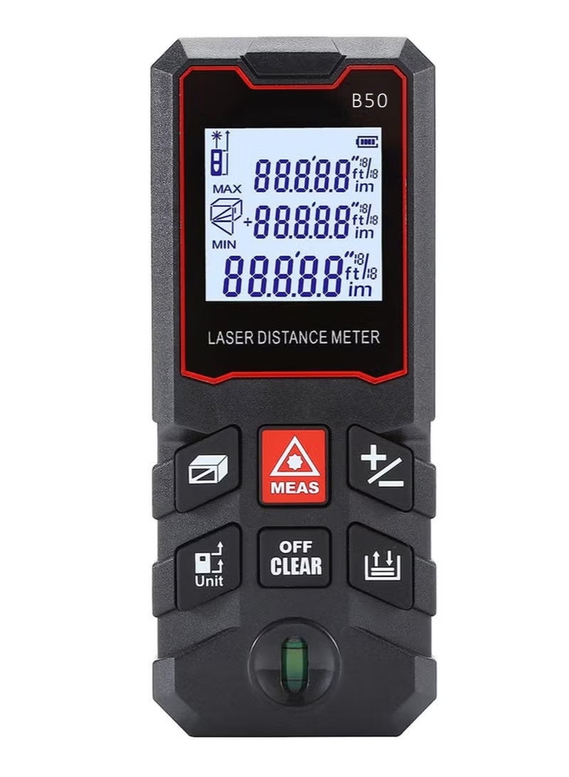 EzzySo Laser Measure 50M/164FT, Digital Laser Distance Meter with Bubble Level, ±2mm Accuracy, Ft/in/M Unit Switch, LCD Backlit, Pythagorean Mode Area & Volume Measuring Tool — Includes 2×AAA Batteries, Lanyard & Manual - Image 1