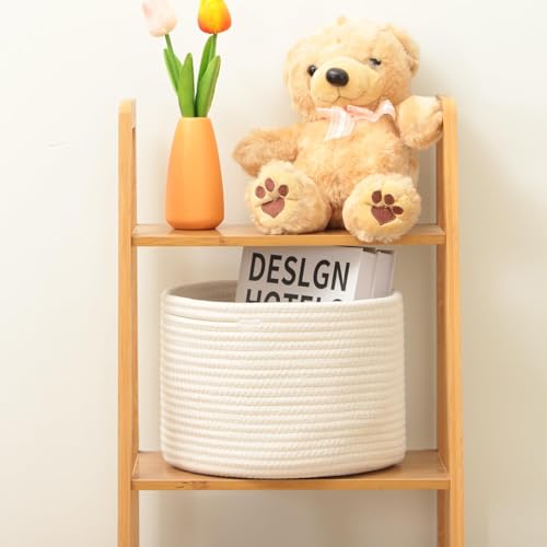 MiniArk Small Basket for Organizing | Cube Shelf Closet Storage Baskets | 9.7×9.7×7.1” | Woven Rope Gift Basket | Nursery | Round 3 Packs Off White - Image 4