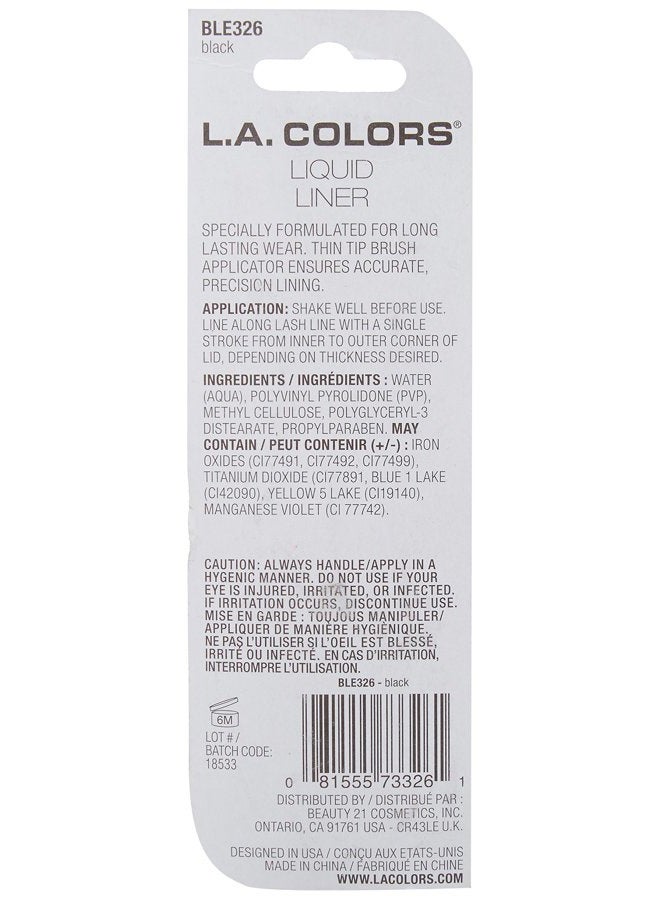 L.A. Colors Thin Tip Liquid Liner (carded), Black CBLE326 - Image 3