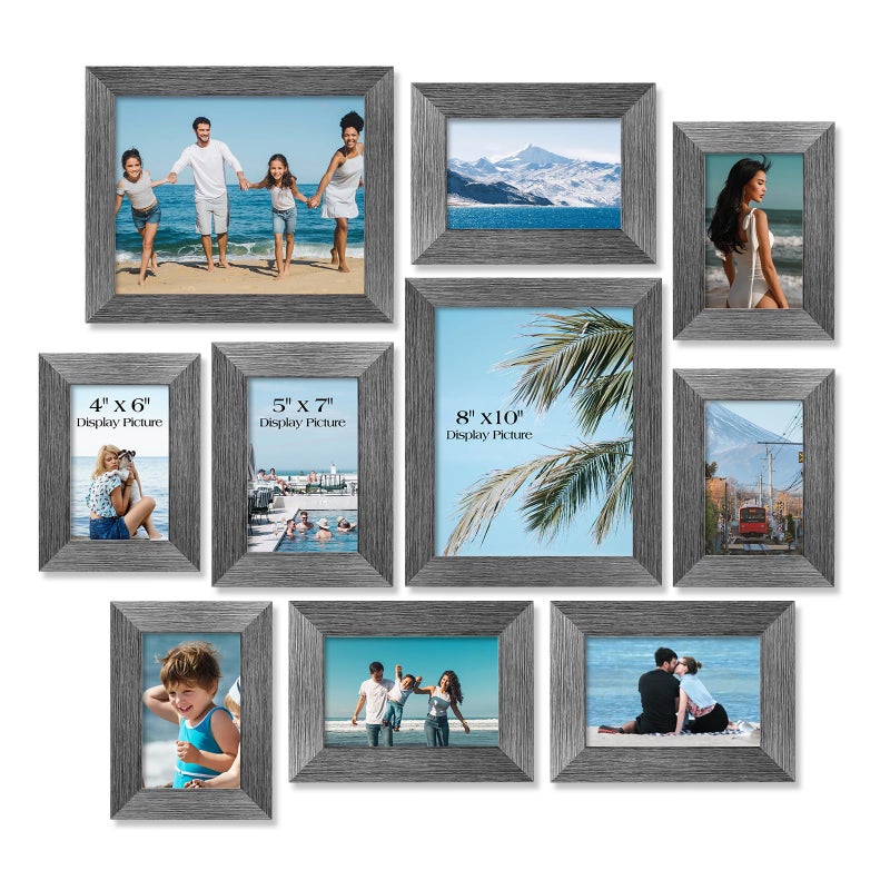 TWING Mix Picture Frame for Wall 10 Pack, Brown Multi Size picture frame 8x10/5x7/4x6 Set, Vintage Family Collage Pictures Frame Kit Gallery Wall Decor - Image 1