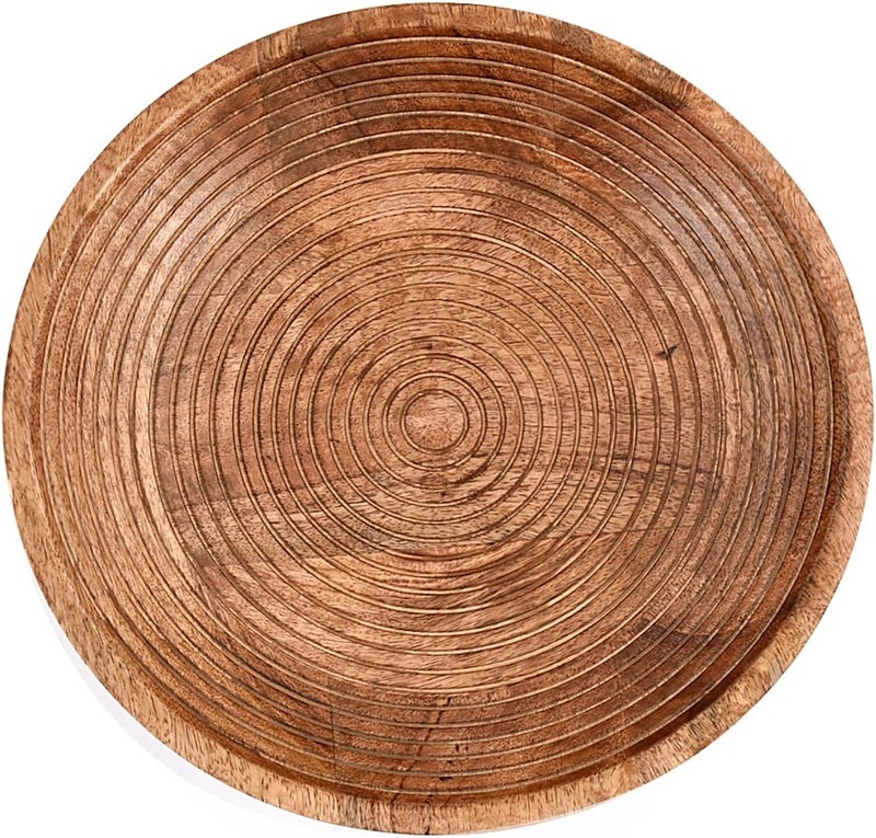 NIRMAN FRUIT BOWL Mango Wood Round Shaped Serving Bowl For FruitDessert Platter Tray Dish Kitchen Dining FruitDessertSnack 12 x 12 x 5 - Image 4