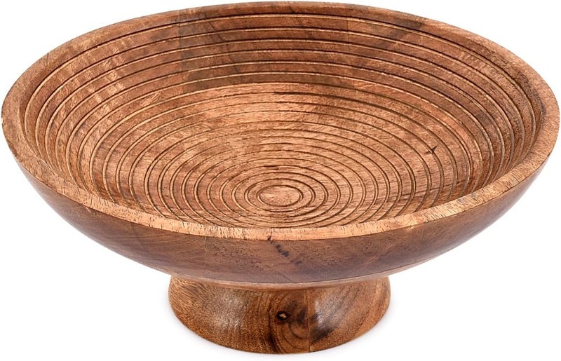NIRMAN FRUIT BOWL Mango Wood Round Shaped Serving Bowl For FruitDessert Platter Tray Dish Kitchen Dining FruitDessertSnack 12 x 12 x 5 - Image 2