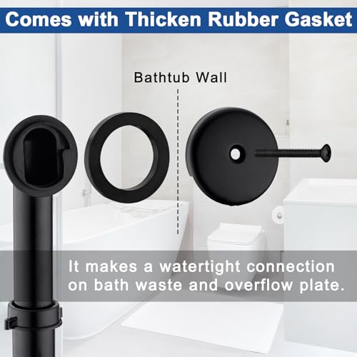 Anpean Brass Bathtub Drain Kit, Lift and Turn Tub Drain Kit with Single Hole Overflow Faceplate, Matte Black - Image 3